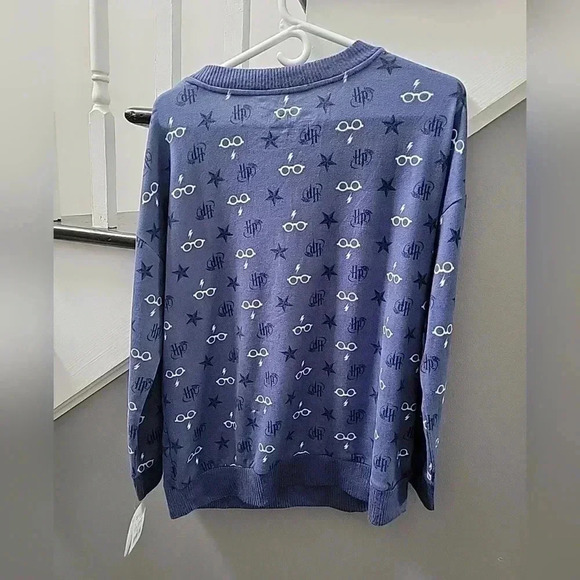 Harry Potter Women's Soft Wizarding Pajama Top Blue Size Medium Roomy Lounge - Picture 3 of 4